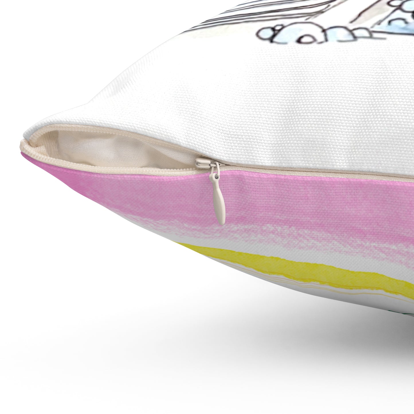 Kitty Fun Polyester Square Pillow "For as he thinks..."