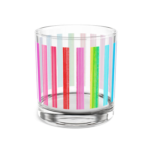 Rainbow Stripes Rocks Glass, 10oz