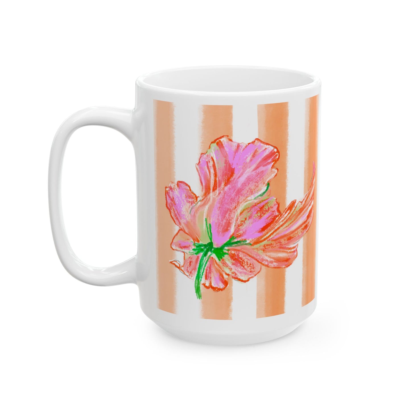 Dancing Tulips Mug Peach Pink