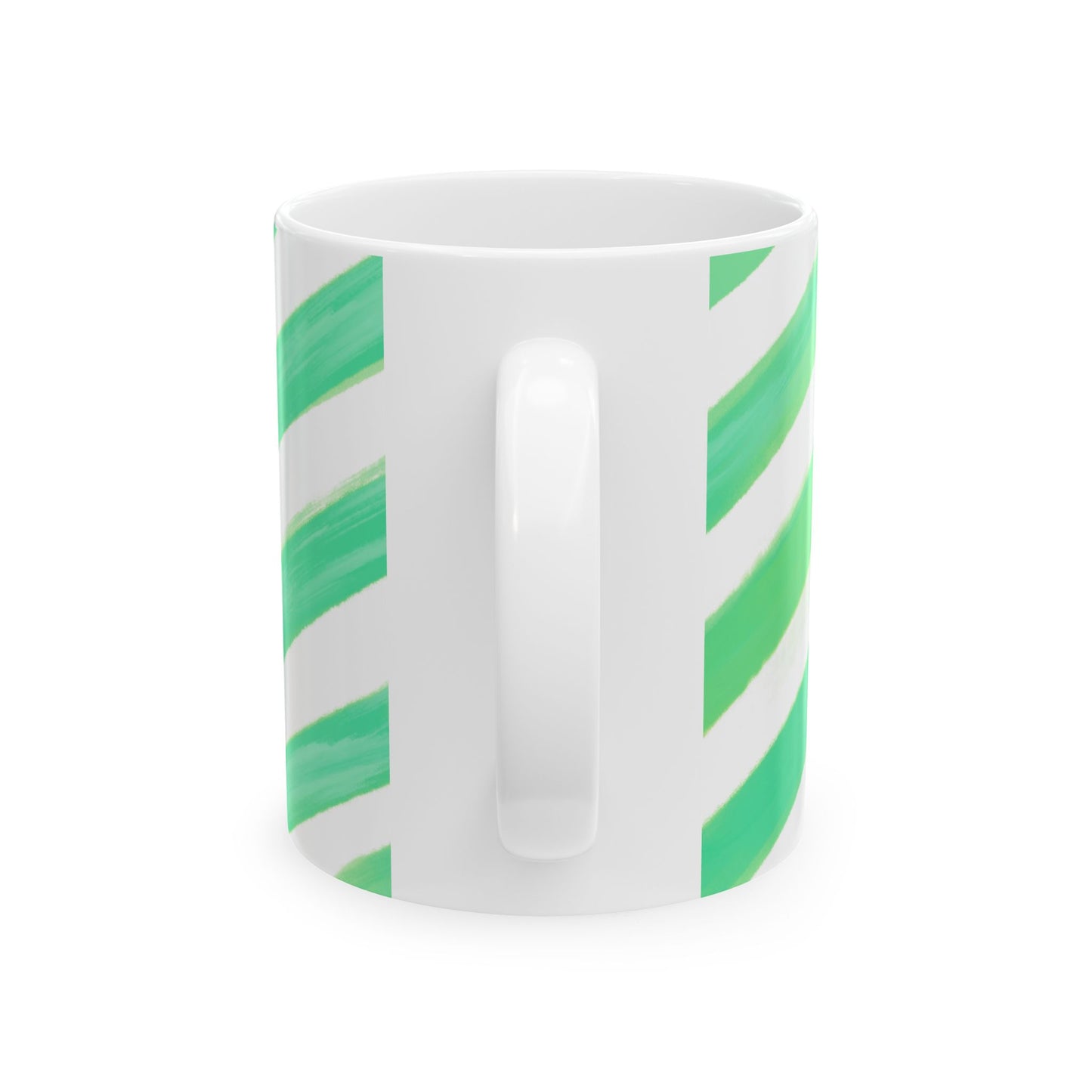 Diagonal Stripe Ceramic Mug in Fresh Green, 11oz