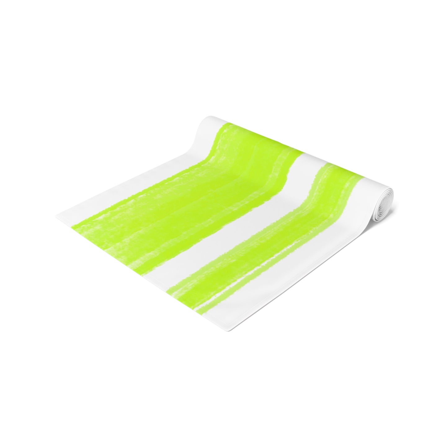 Mega Stripe Table Runner (Cotton Creamy White, Poly Bright White), Spring Green