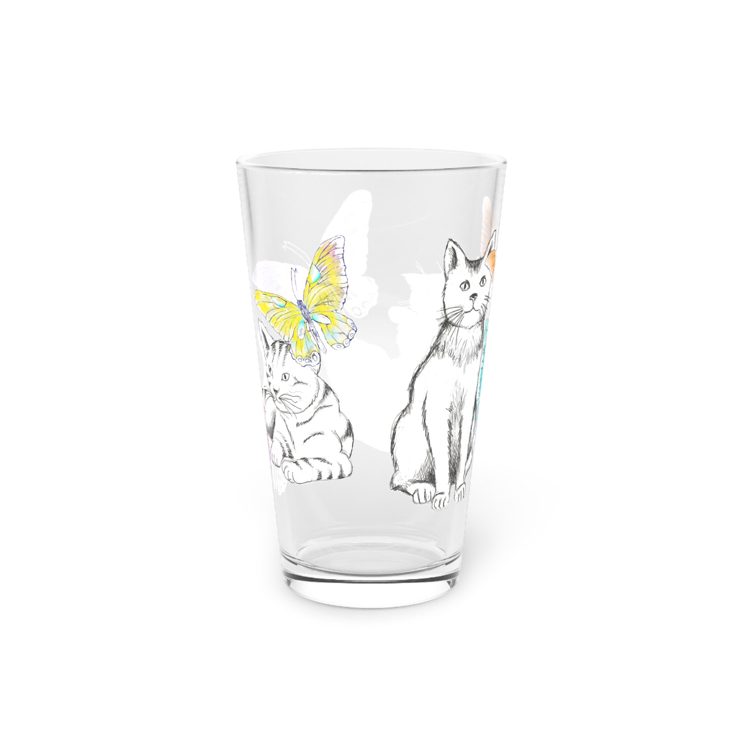 Kitty Flutter Pint Glass 16oz