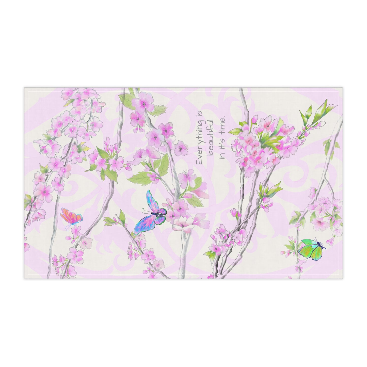 Cherry Blossom & Butterflies Tea Towels (cotton, poly) Everything is Beautiful in it's Time.