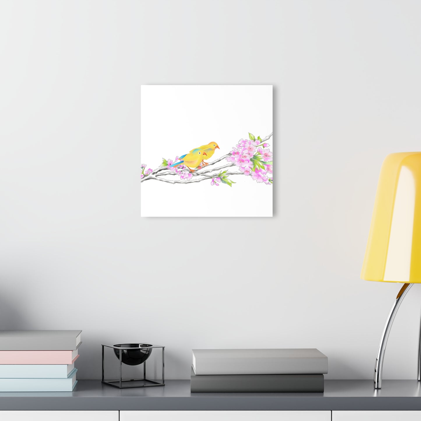 Jolly Birds Acrylic Prints (French Cleat Hanging) yellow