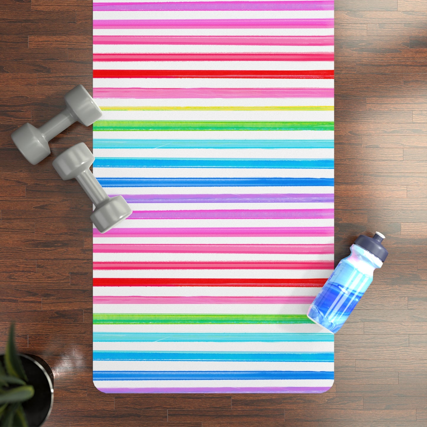 Rubber Yoga Mat All About Watercolor Stripes