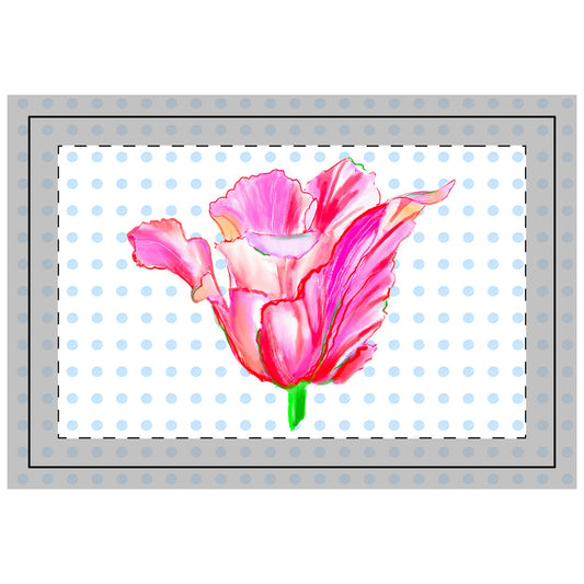 Vibrant Tulips Quilted Placemat small Blue Polka Dot