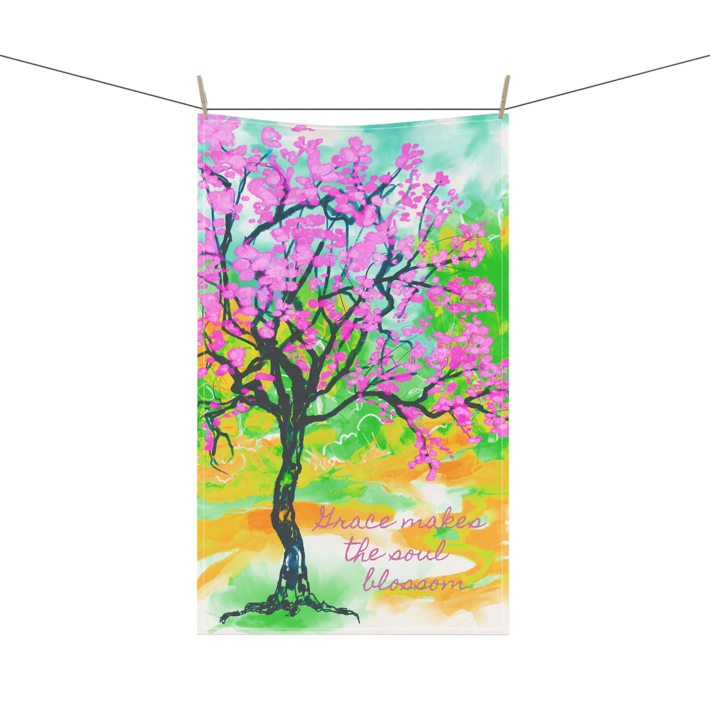 Joyful Landscapes Towels (cotton or poly) "Grace makes the soul blossom'