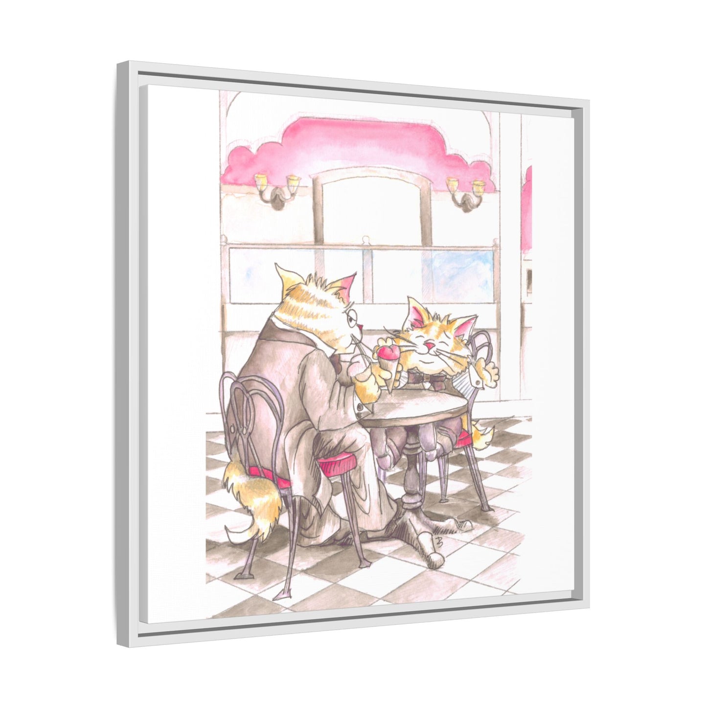 Kitty Fun Matte Canvas Framed