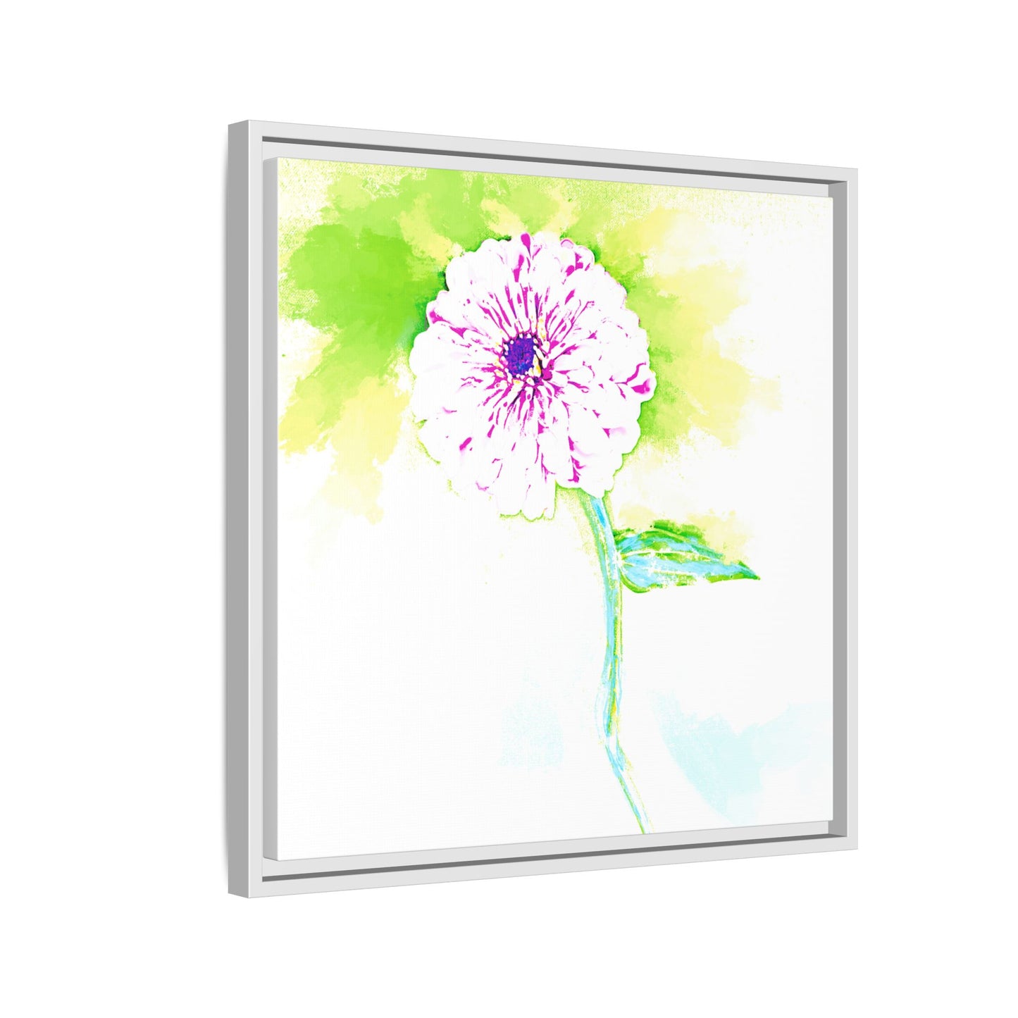 Zinnia Color Splash Matte Canvas Yellow Framed
