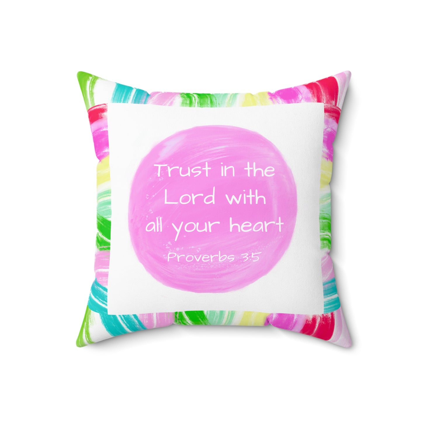 Mega Dot Polyester Square Pillow Trust in the Lord with all your heart Butterfly