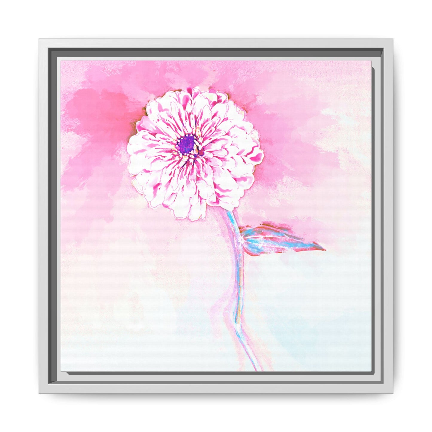 Zinnia Color Splash Matte Canvas Light Pink Framed