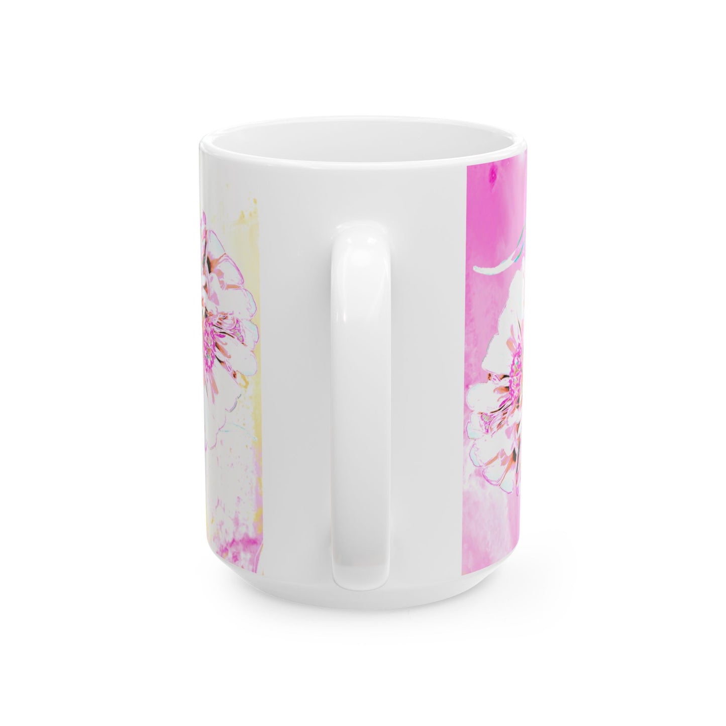 Zinnia Ceramic Mug Raspberry Orange "Flowers bloom as tokens of God's grace"