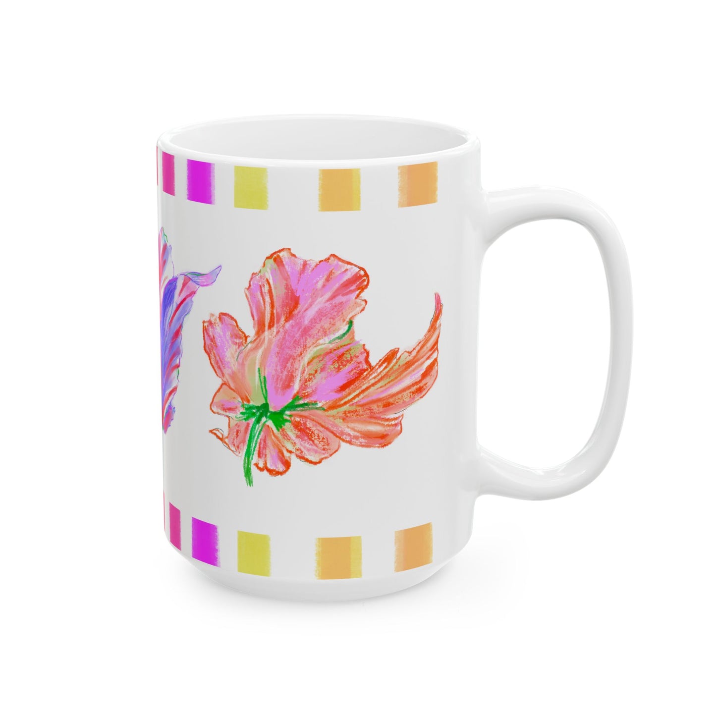 Tulip Love Ceramic Mug, (11oz, 15oz)  Purple, Orange