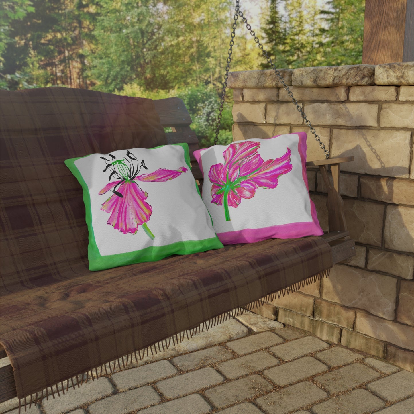 Vibrant Tulips Outdoor Pillows