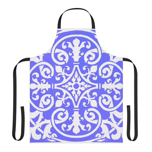 Scrollwork Apron Blue