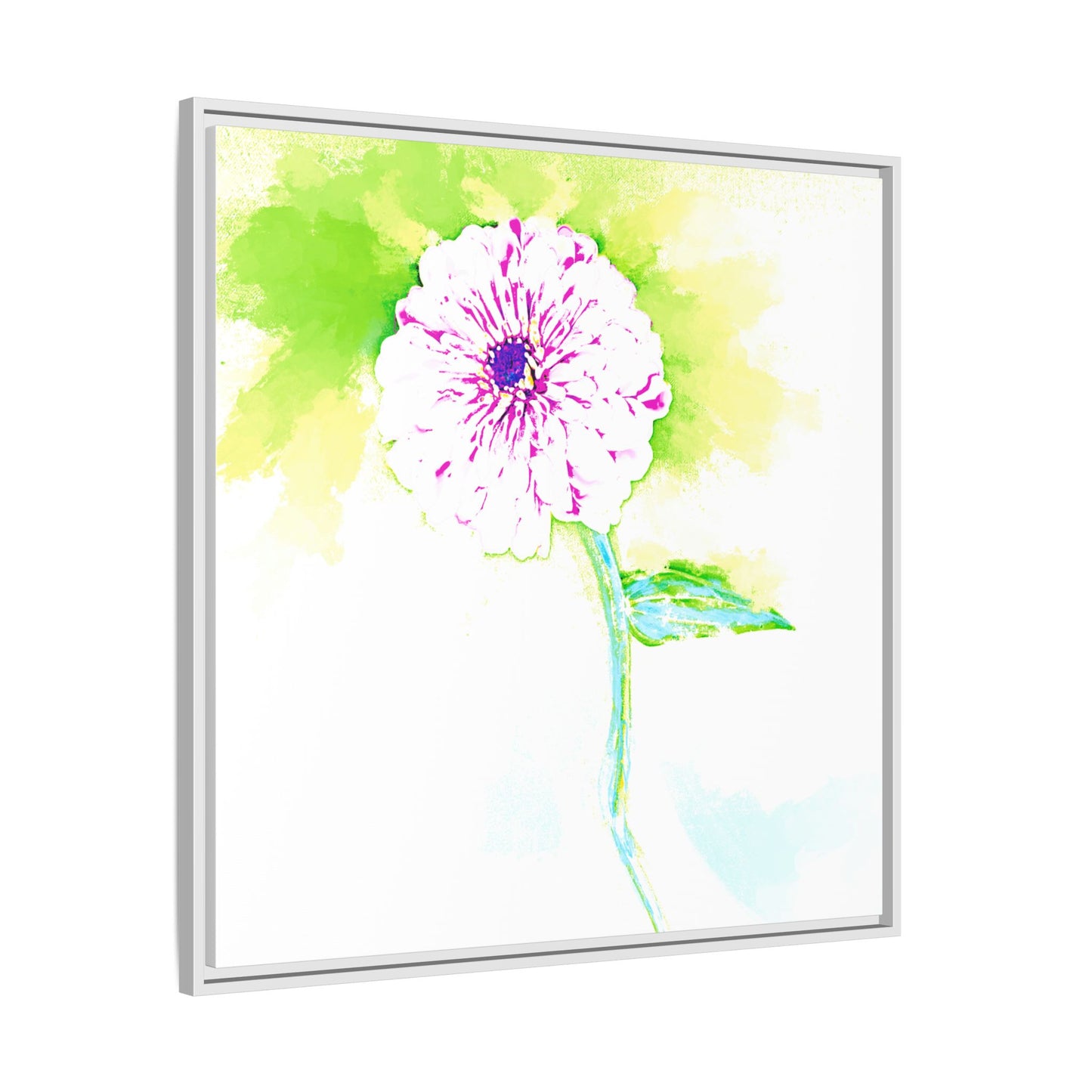 Zinnia Color Splash Matte Canvas Yellow Framed