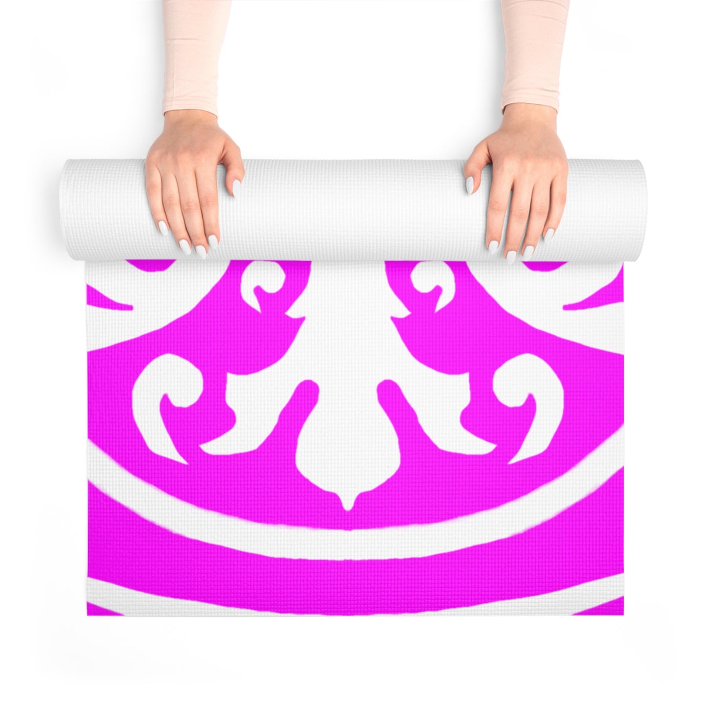 Scrollwork Exercise Mat Hot Pink