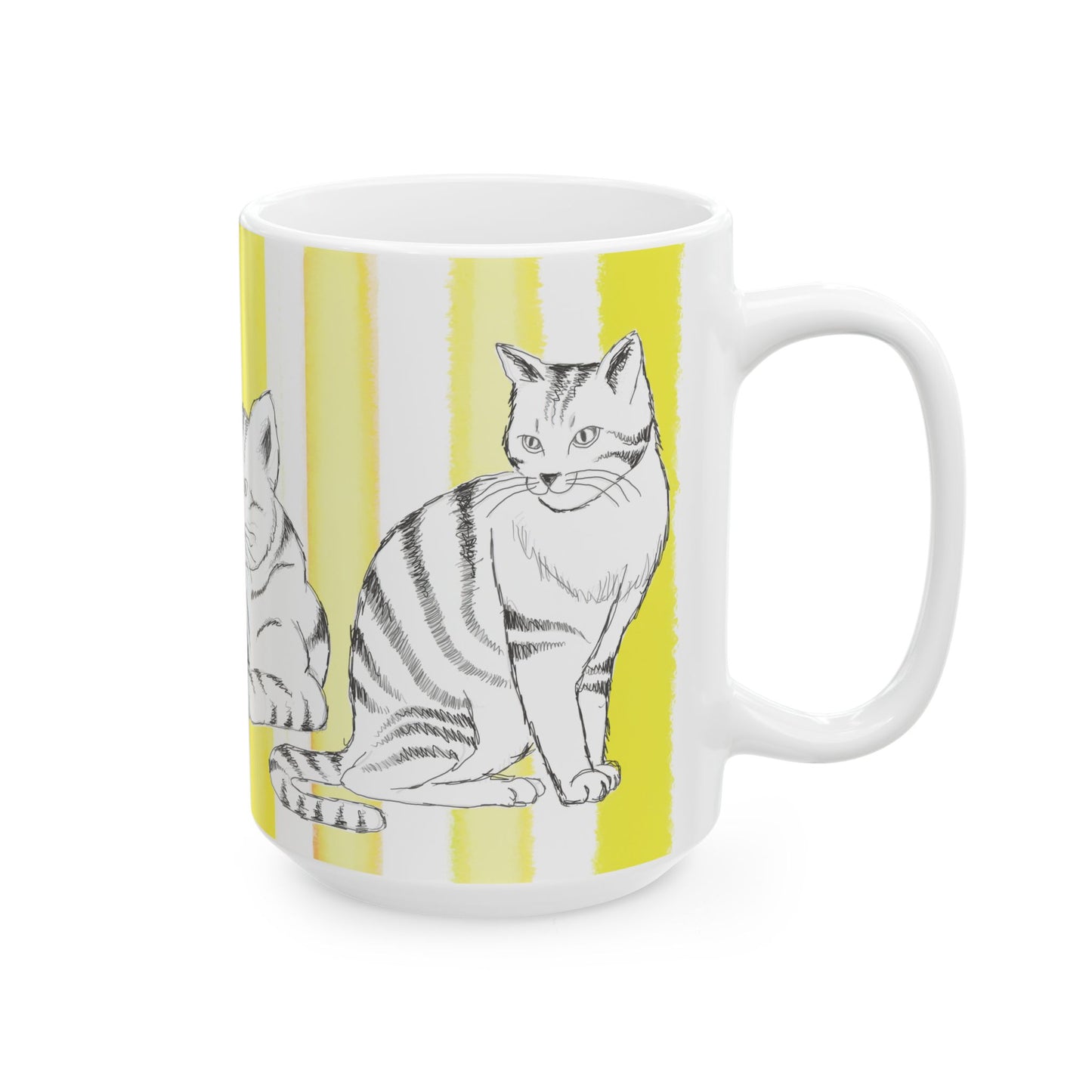 Mugs Kitty Fun Yellow Stripes