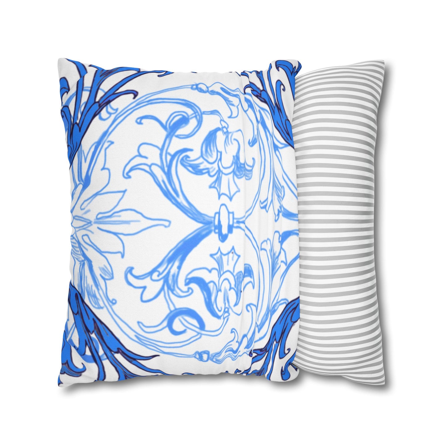 Blue and White Porcelain Square Pillowcase