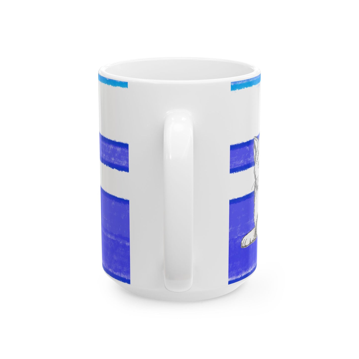 Mega Stripe Kitty Butterfly Flutter Ceramic Mug Ultramarine