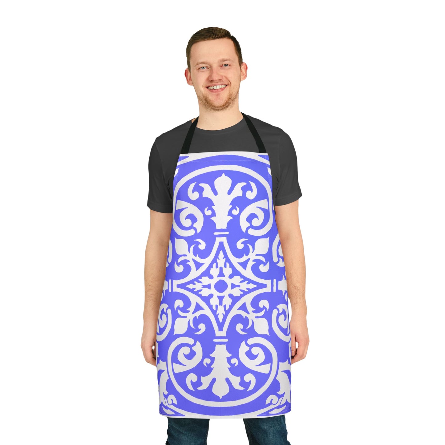 Scrollwork Apron Blue