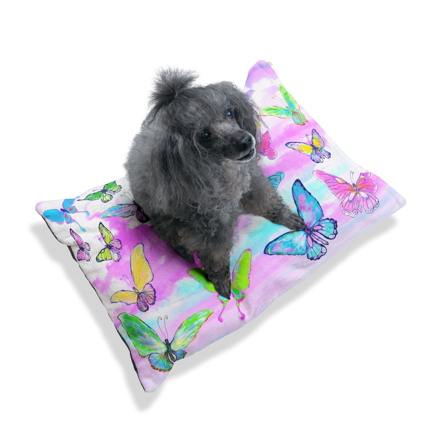 Dogi Butterfly Flutter Pet Bed Colorful Butterflies Pink Sky
