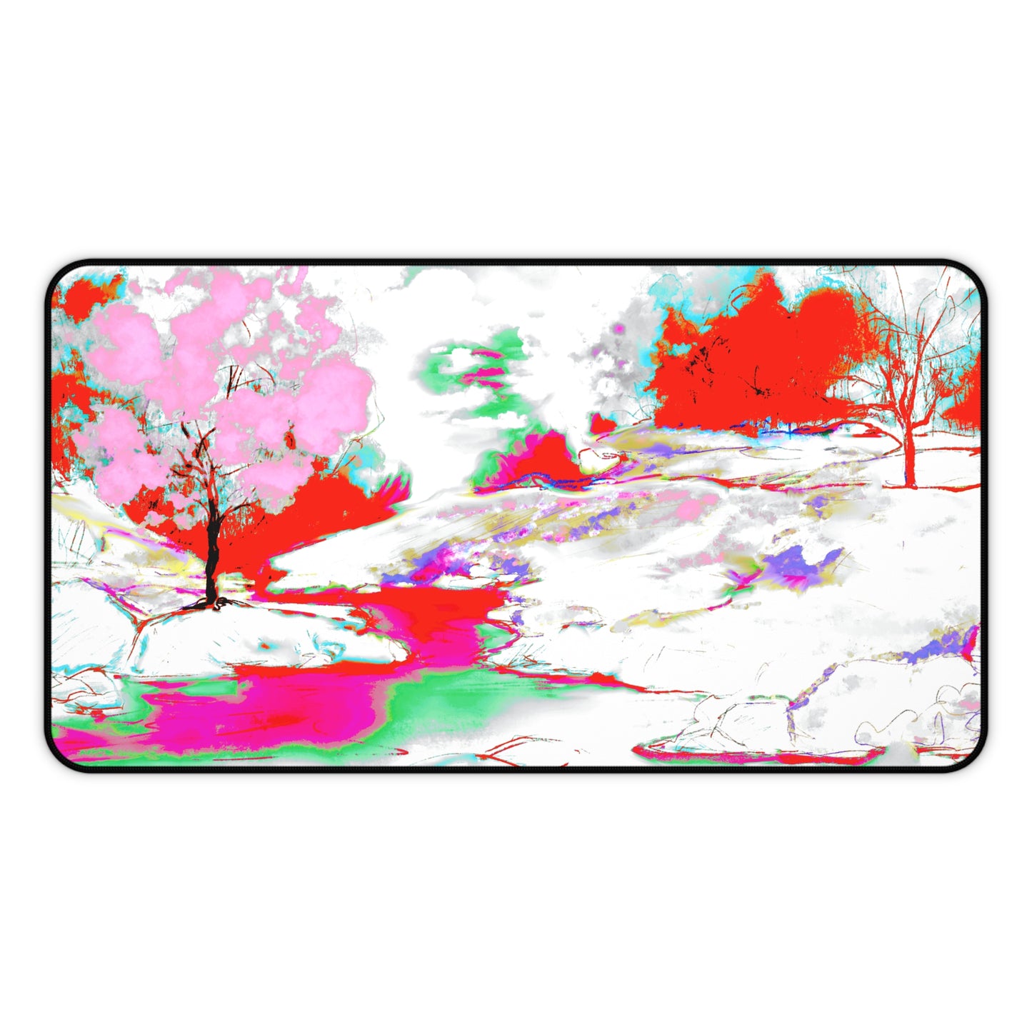 Joyful Landscapes Desk Mat, Yellow and Blue