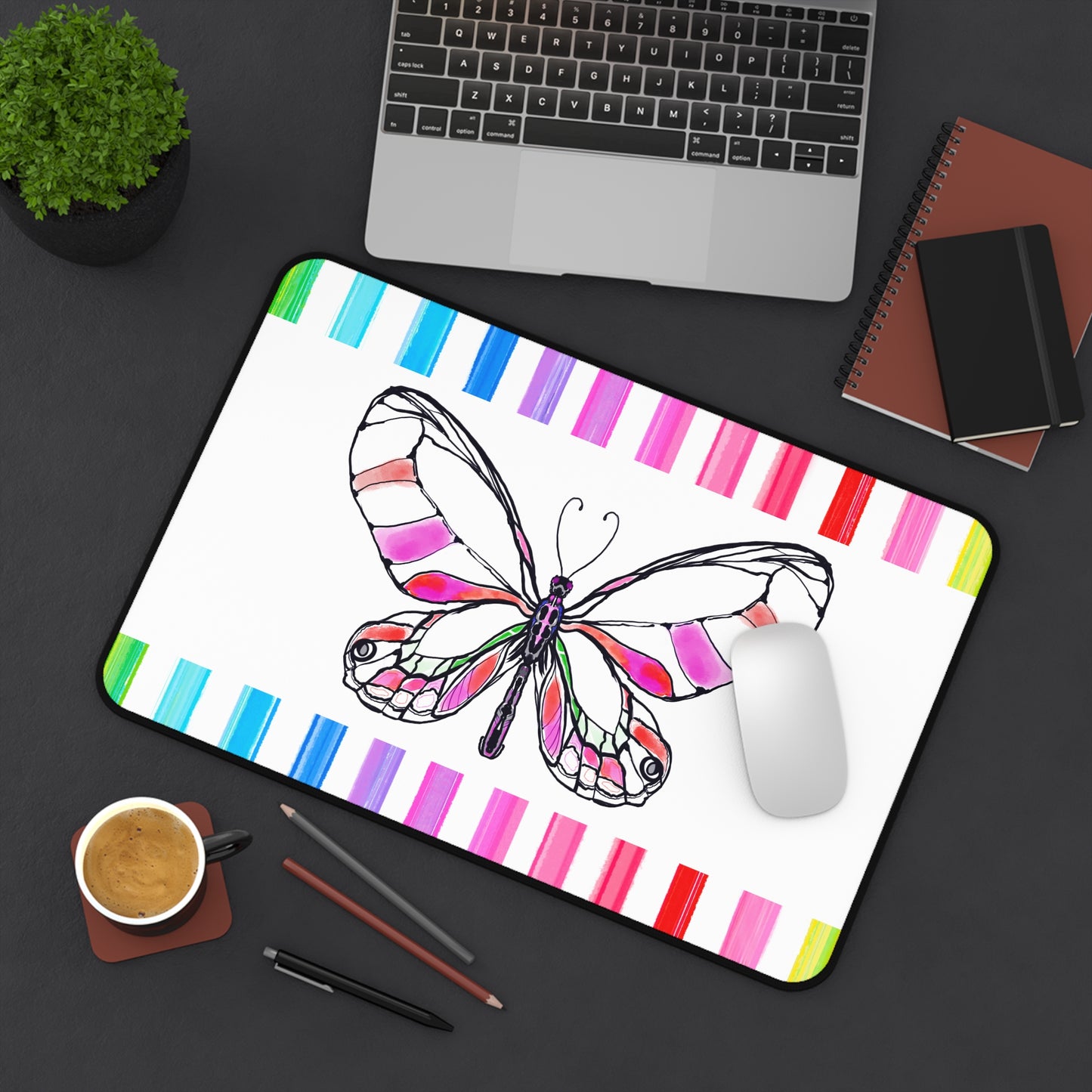 Office Flutterstripe Desk Mat with Multi-color Stripes