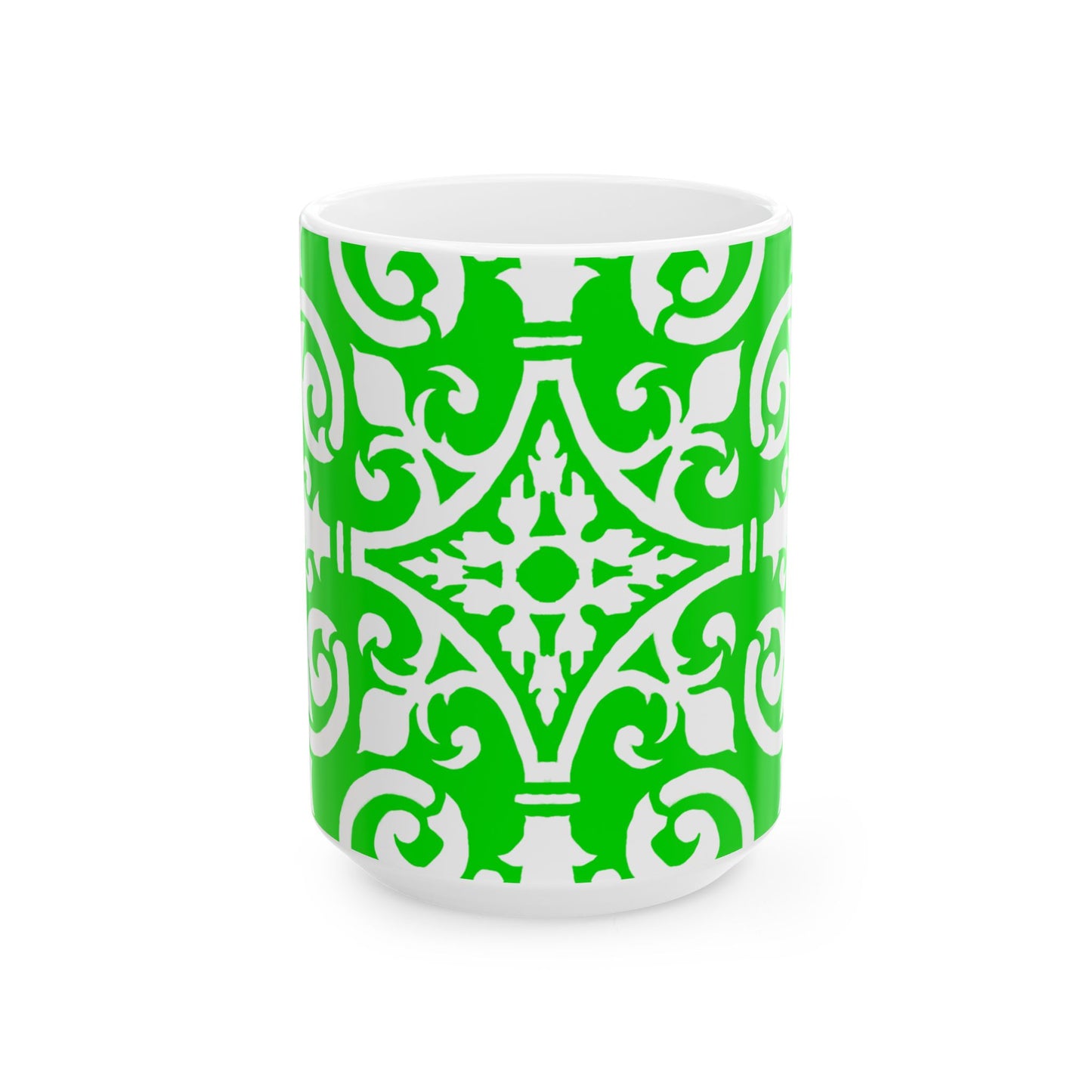 Scrollwork Ceramic Mug Green