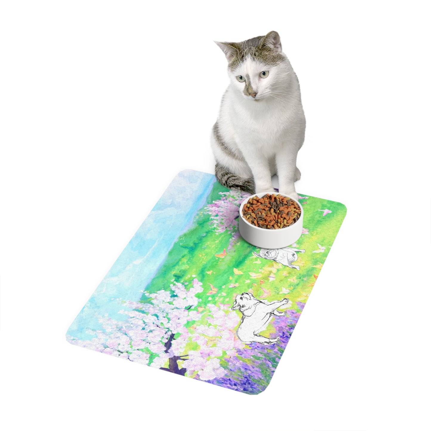 Pet Feeding Mats Butterfly Chase