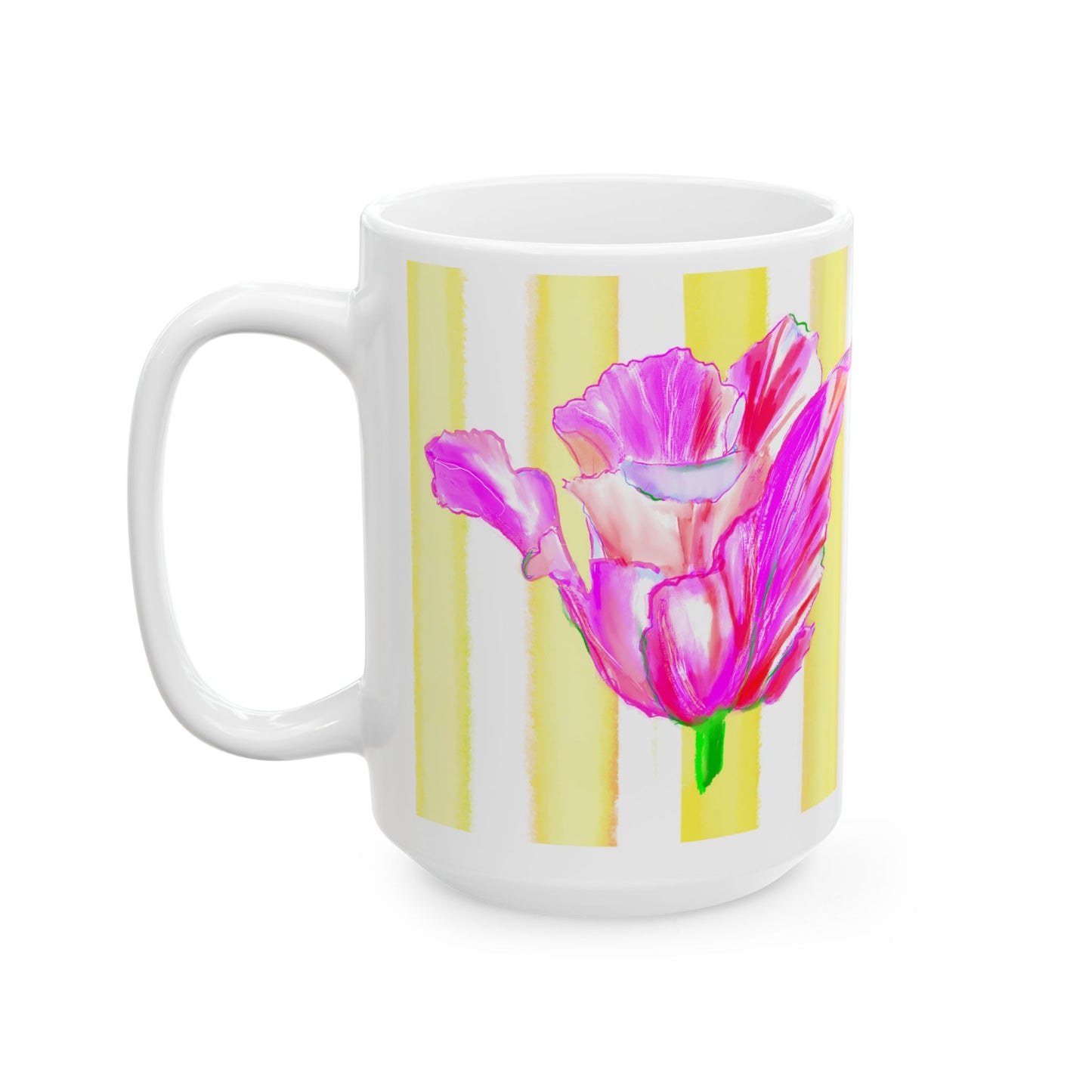 Dancing Tulips Mug Yellow Raspberry
