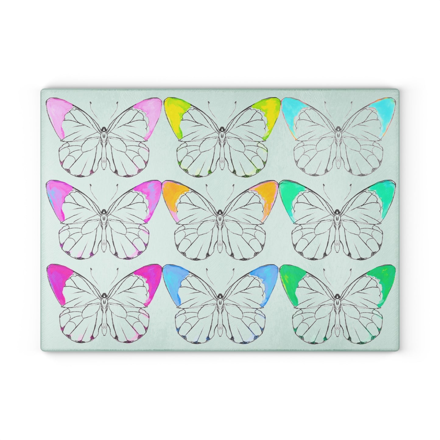 Glass Cutting Boards Rainbow Butterflies