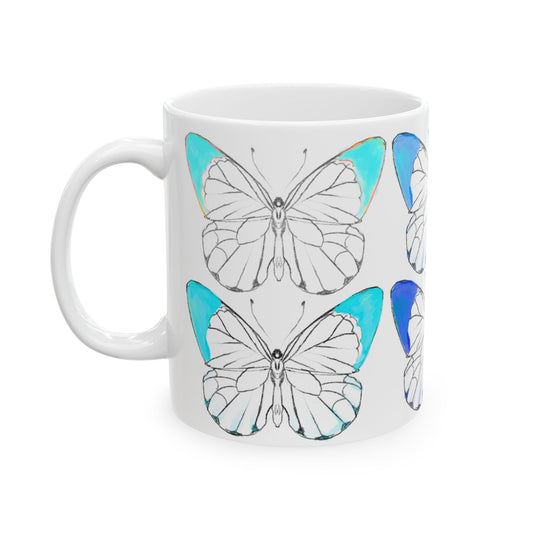 Chroma Ceramic Mug, (11oz, 15oz) aqua blue