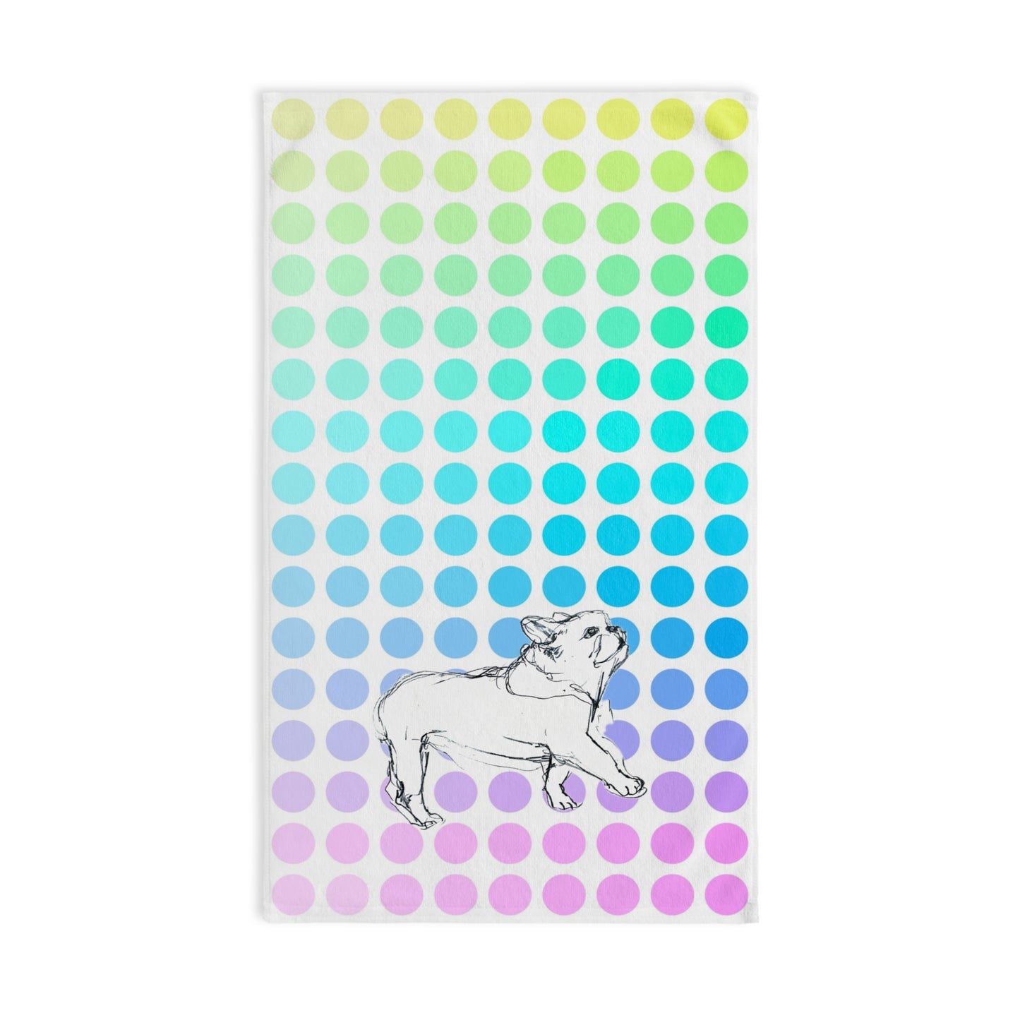 Dogi Fun Hand Towel, French Bulldog with Multi-Color Polka Dots