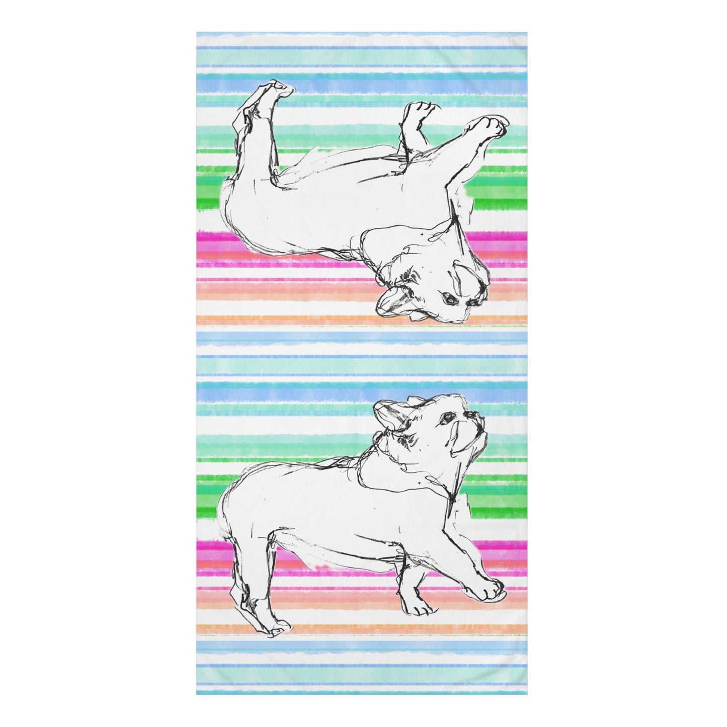 Dogi Fun, Bulldog with stripe Mink-Cotton Towel