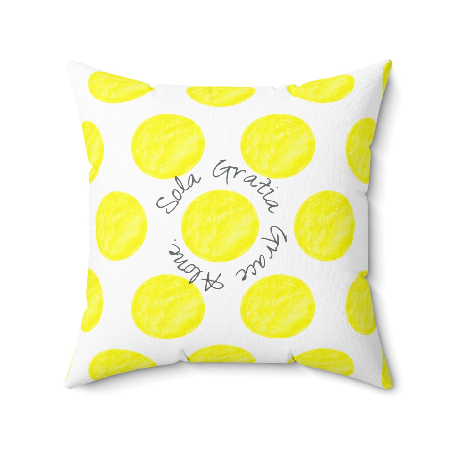 Polka Dot Joy Polyester Square Pillow “Sola Gratia…”