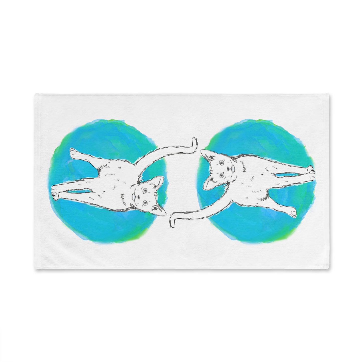 Kitty Fun Hand Towel Aqua Polka Dots