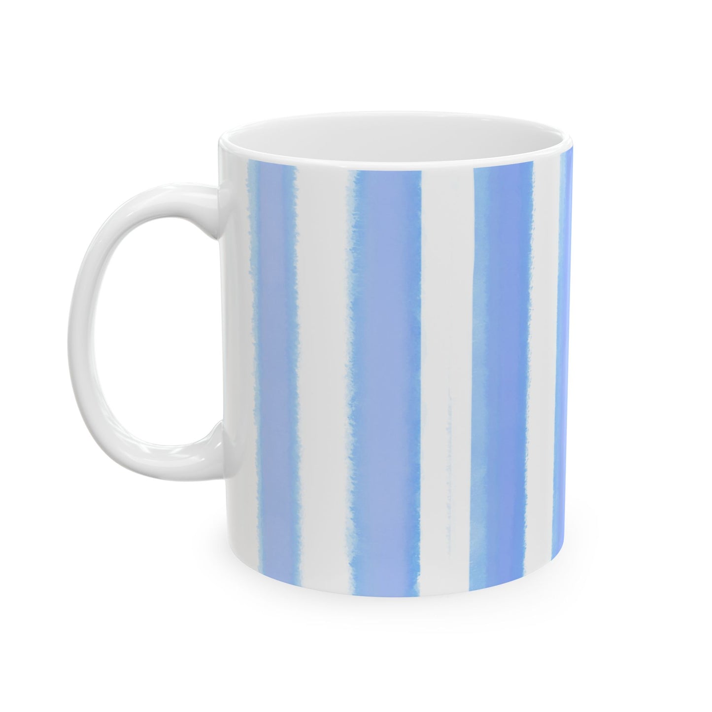 Watercolor Stripe Ceramic Mug in Periwinkle, 11oz