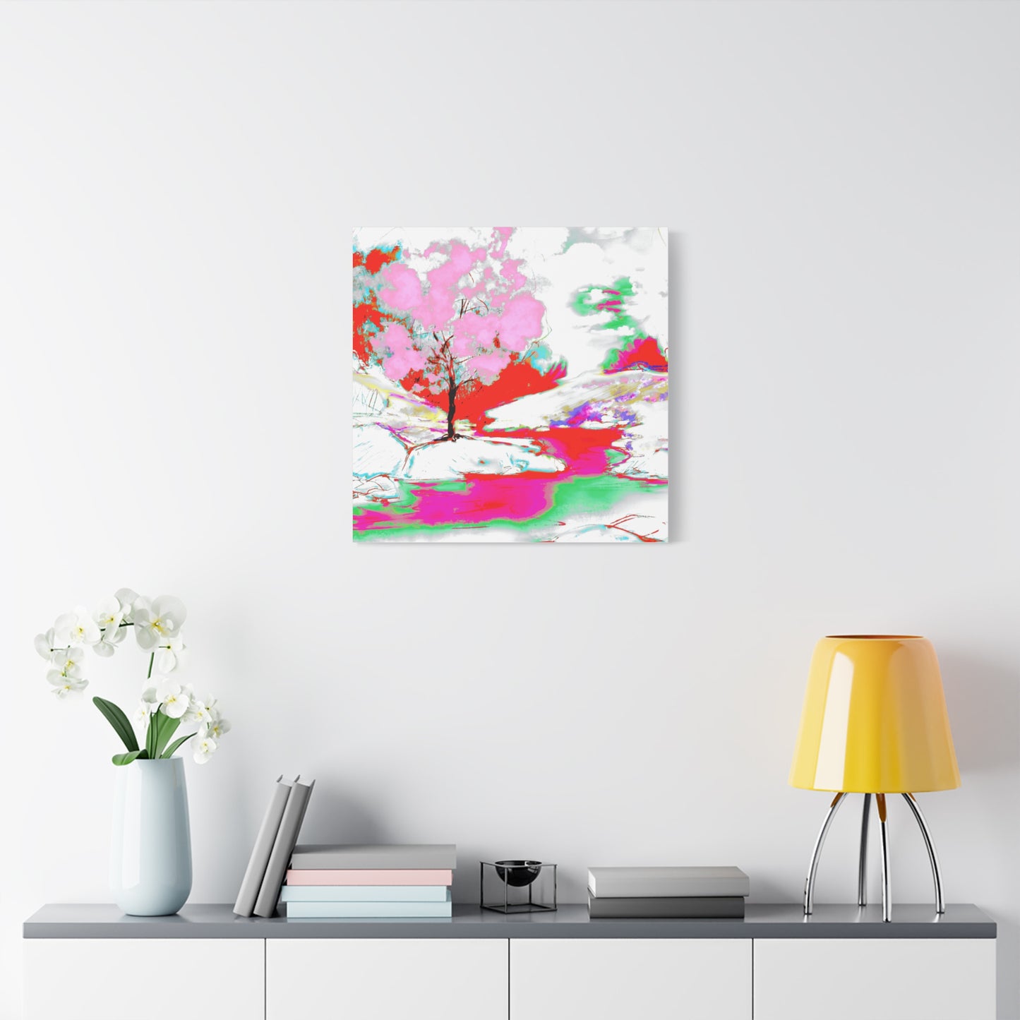 Joyful Landscape Matte Canvas, Stretched, 1.25" Pink, Red