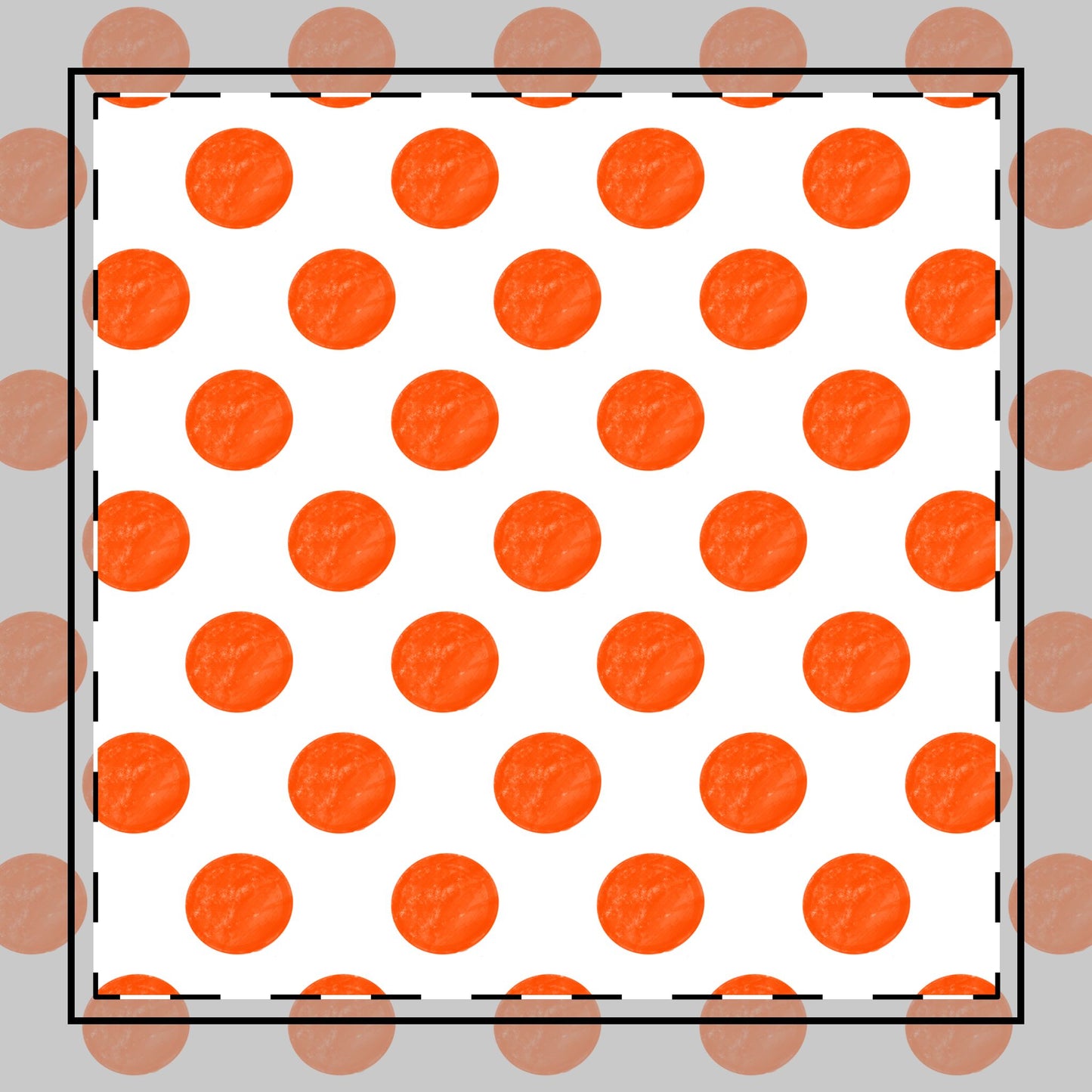 Polka Dot Poly Twill Napkin, Orange, Bright White Fabric Background