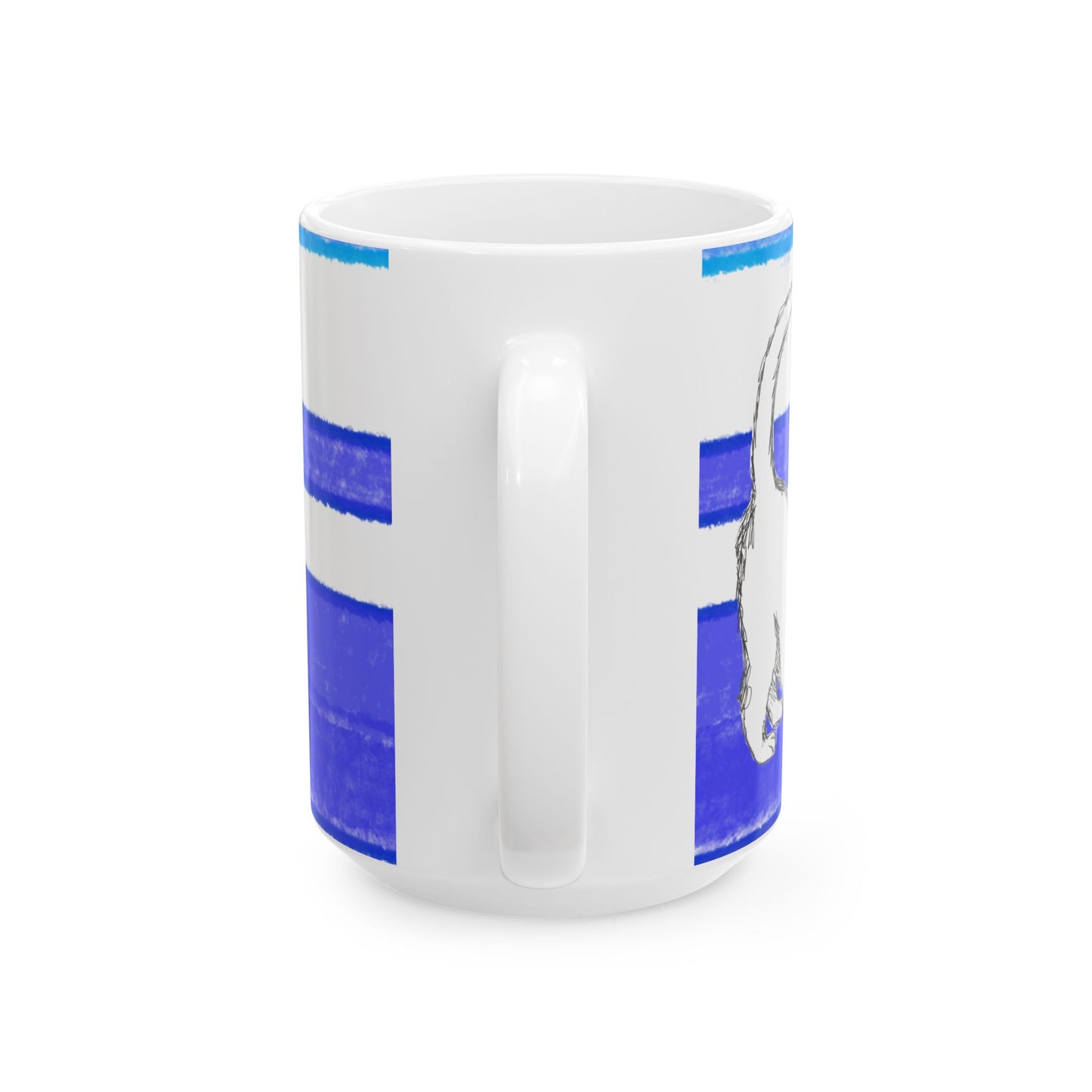 Mega Stripe Kitty Butterfly Flutter Ceramic Mug Ultramarine