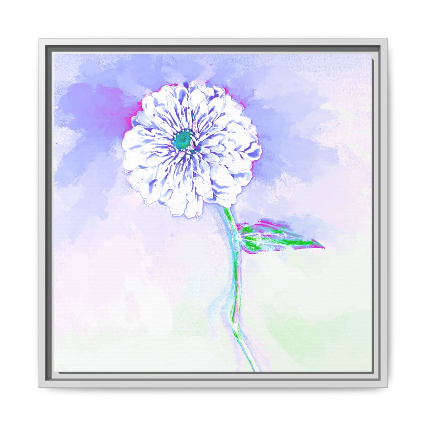 Zinnia Color Splash Matte Canvas Periwinkle Framed