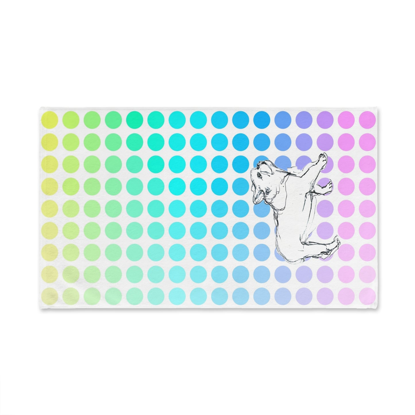 Dogi Fun Hand Towel, French Bulldog with Multi-Color Polka Dots