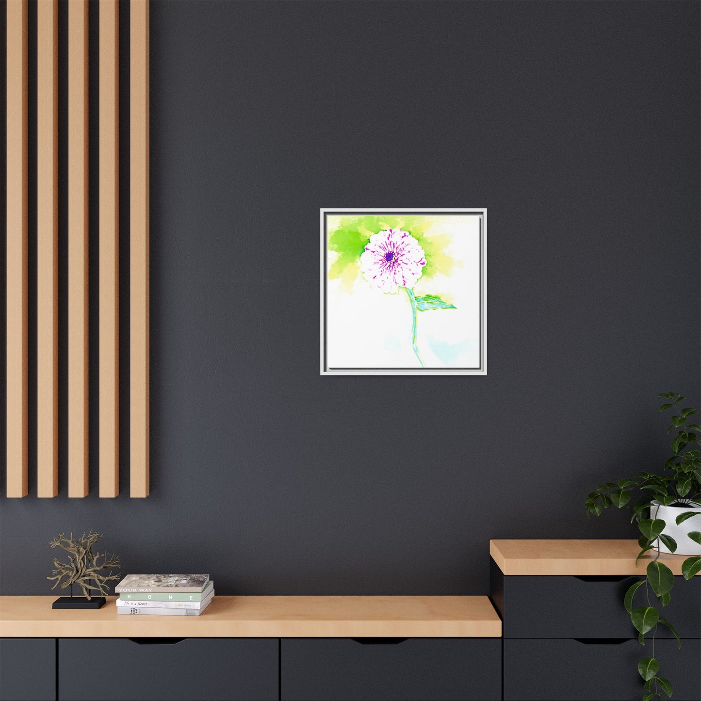 Zinnia Color Splash Matte Canvas Yellow Framed