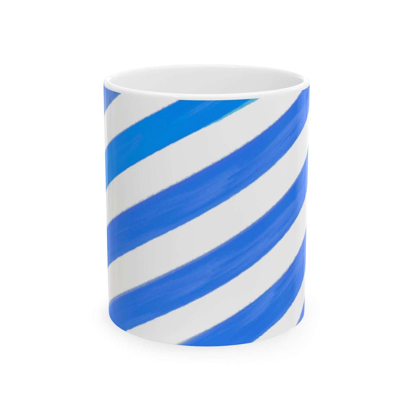 Diagonal Stripe Ceramic Mug in Medium Blue, 11oz