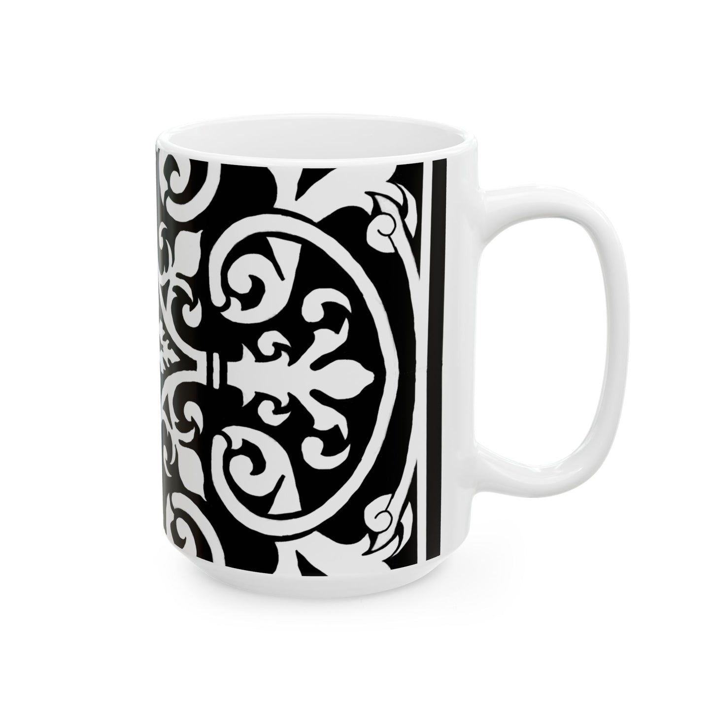 Scrollwork Ceramic Mug Black