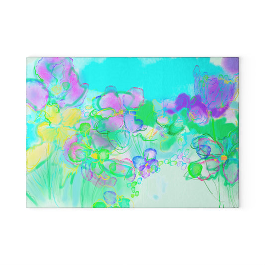 Glass Cutting Board Watercolor Landscape