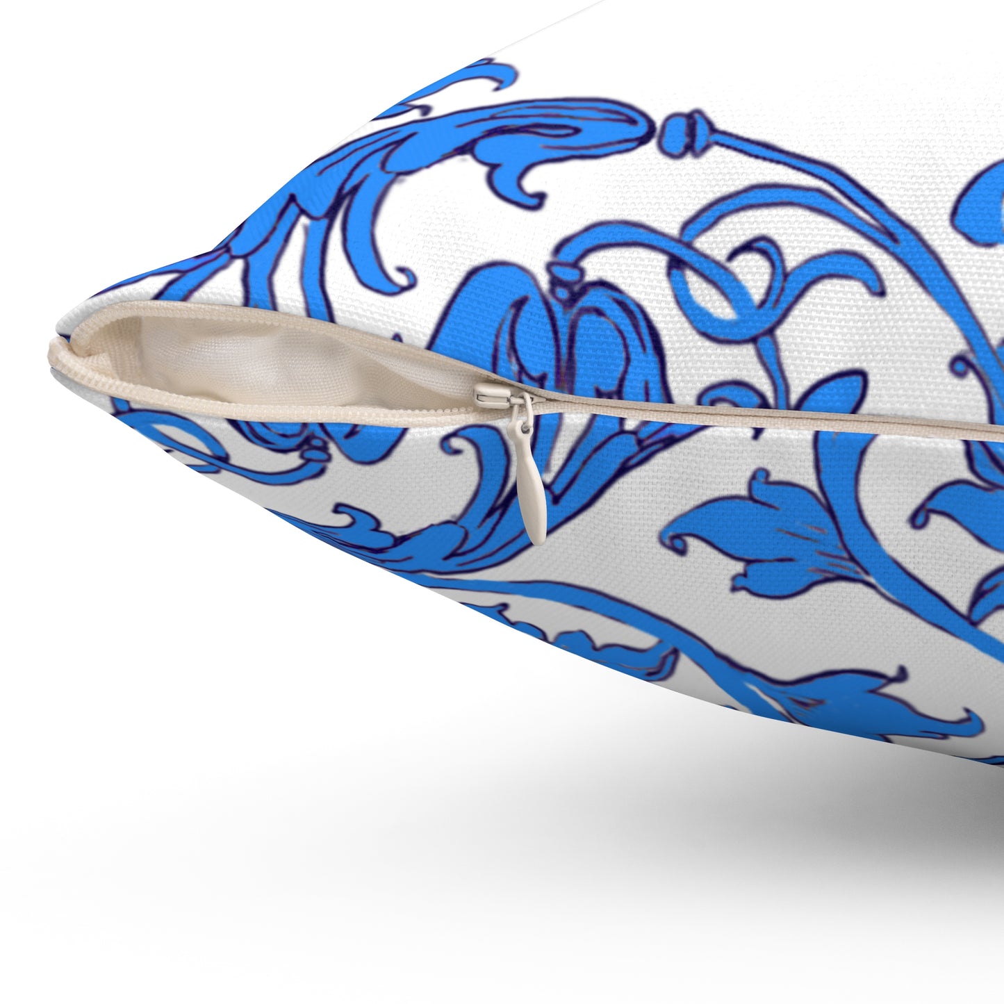 Scrollwork Polyester Square Pillow "Be Joyful..."