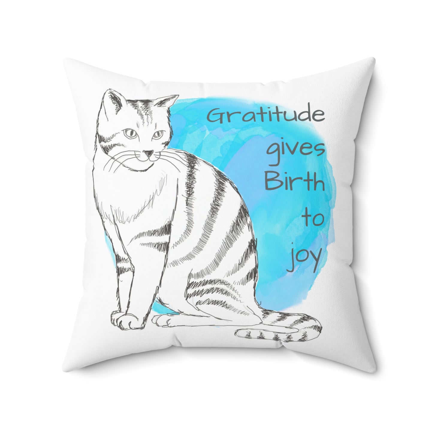 Colorful Cats & Dog Polyester Square Pillow Gratitude gives....