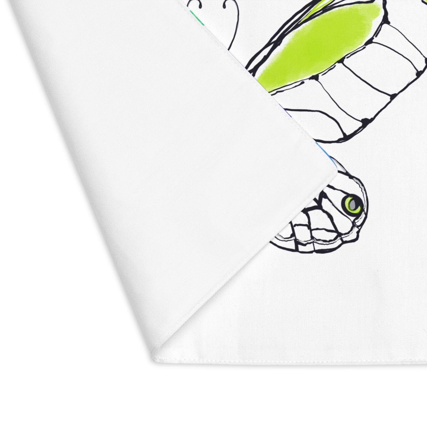 Butterfly Flutterstripe with Multi-color Stripe Border,  Cotton Placemat, Lime, Fabric Background Creamy White